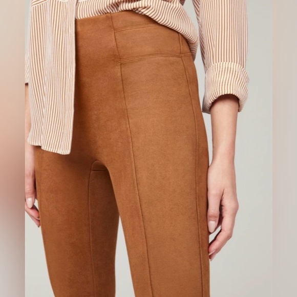 Spanx Faux Suede Rich Caramel Leggings Size XL Shapewear Pants - Picture 2 of 12